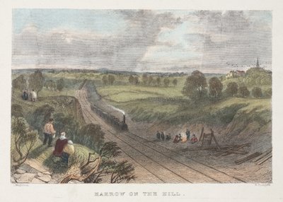 Harrow on the Hill, gegraveerd door W. Radclyffe door L. after Wrightson